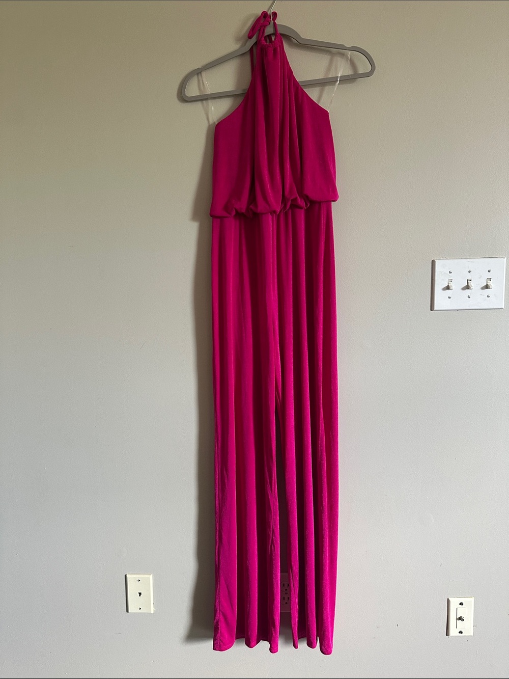 Blue Blush Vibrant Pink Halter Jumpsuit - Picture 9 of 13